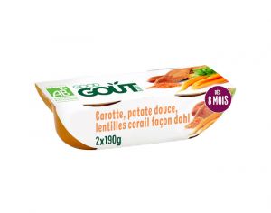 GOOD GOUT Petit Plat pour Bb 2 x 190g - Carotte Patate Douce Lentille Corail - Ds 8 mois