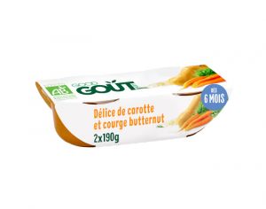 GOOD GOUT Petit Plat pour Bb 2 x 190g - Dlice de Carotte Courge Butternut - Ds 6 mois