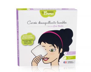 LES TENDANCES D'EMMA 3 Carrs Dmaquillants Lavables - Coton Bio Biface