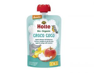 HOLLE Gourde Croco Coco - Pomme Mangue Noix de Coco -100 g - Ds 8 mois