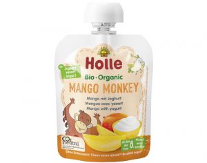 HOLLE Gourde Brasss Mango Monkey - Mangue avec Yaourt - 85 g - Ds 8 mois