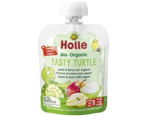 HOLLE Gourde Brasss Tasty Turtle - Pomme et Poire avec Yaourt - 85 g - Ds 8 mois