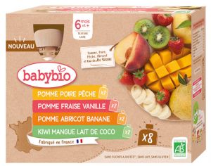 BABYBIO Multipack Gourdes de Fruits - 8x90g - Ds 6 mois