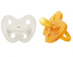 HEVEA 2 Pack Ttines Symtriques en Caoutchouc Naturel 3-36 mois  Milky White & Natural