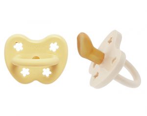HEVEA 2 Pack Ttines Physiologiques en Caoutchouc Naturel 3-36 mois - Color Milky White & Pale Butter