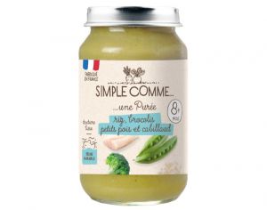 SIMPLE COMME Petits Pots Menu - 200g - D�s 8 Mois Riz Brocolis Petits Pois Cabillaud