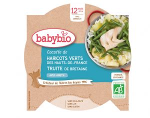 BABYBIO Mon p'tit Plat Assiette - 230 g ou 260 g Haricots Vert et Truite de Bretagne - 12 M