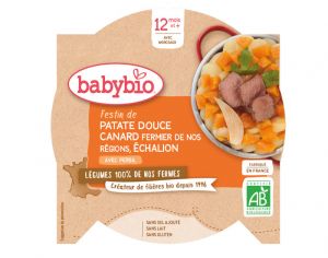 BABYBIO Mon p'tit Plat Assiette - 230 g ou 260 g Patate Douce Canard du Poitou chalion - 12 M