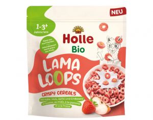 HOLLE Crales Souffles Fraise et Pomme Lama Loops - 125 g - Ds 12 mois