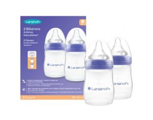 LANSINOH Lot de 2 Biberons Natural Wave avec Ttine Pristaltique