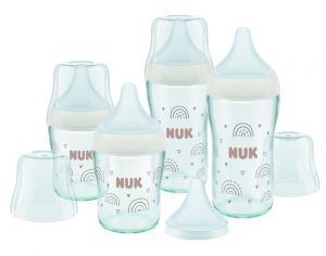 NUK Coffret Verre Perfect Match : 2 Biberons 120 ml et 2 Biberons 230 ml + Ttine U
