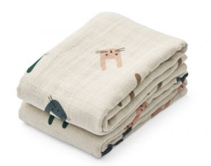 LIEWOOD Lot de 2 Langes en Mousseline - Lewis Sable