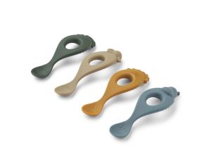 LIEWOOD Lot de 4 Cuillre en Silicone - Bleu Multi Mix