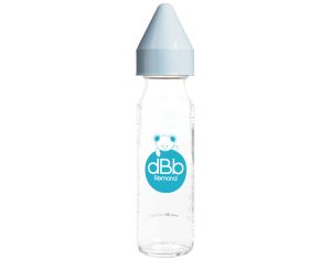 DBB REMOND Biberon en Verre Rgul'air 240ml - Ttine Silicone (Bleu Ocan)