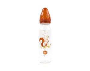 DBB REMOND Biberon en Verre Rgul'air 240ml - Ecureil - Ttine Silicone (Terra Cotta)