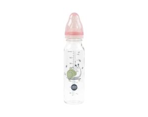 DBB REMOND Biberon en Verre Rgul'air 240ml - Escargot - Ttine Silicone (Rose Poudr)