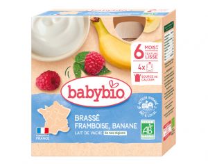 BABYBIO Gourde Lact Brass - Ds 6 Mois - 4 x 85g Framboise Banane