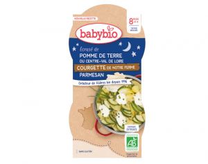 BABYBIO Bols Bonne Nuit - 2 x 200 g cras de Pommes de Terre et Courgettes - 8 mois