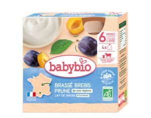 BABYBIO Gourdes Brass au Lait de Brebis d'Occitanie - 4x85 g - Ds 6 mois Prune d'Aquitaine