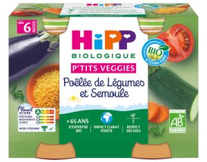 HIPP Ptits Veggies - 2 x 190 g Pole de Lgumes et Semoule 
